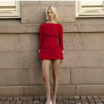 Elegant Red Bow Mini Dress – Long Sleeve Valentine's Day Evening Outfit for Women